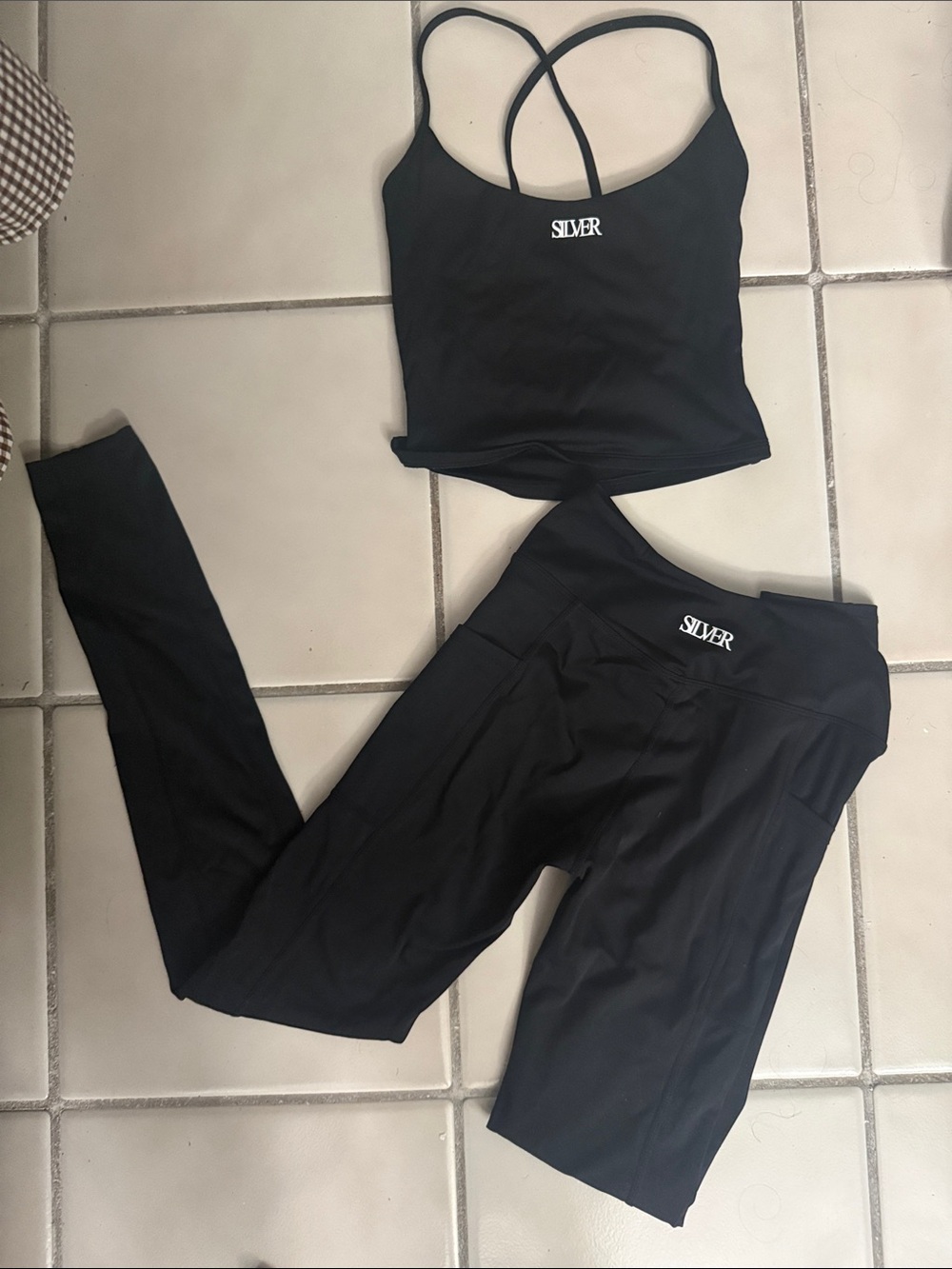 Silver Activewear Women's Black High-Waist Performance Leggings Set SMALL
